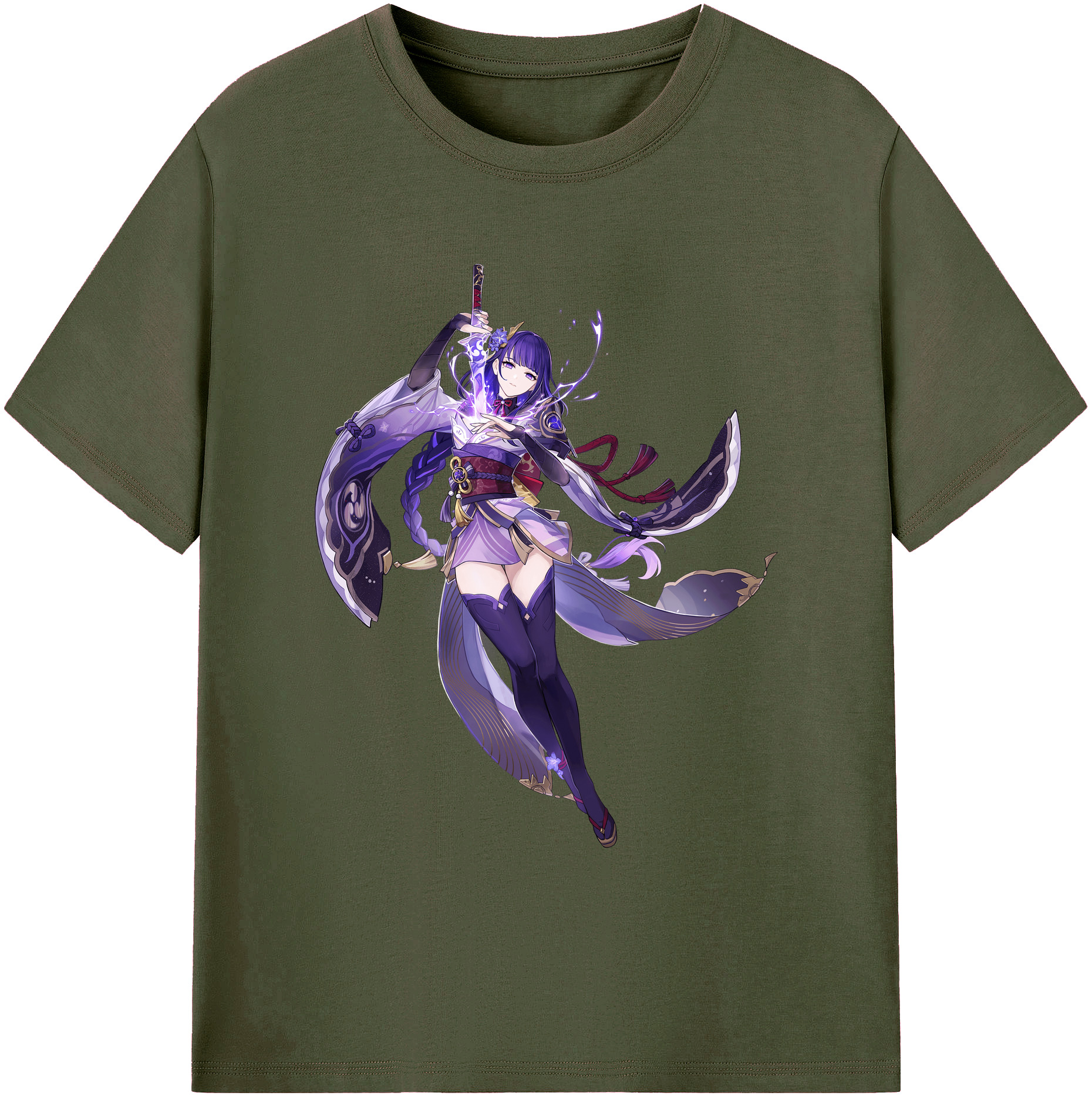 げんし神 雷電将軍 らいでんしょうぐん genshin Raiden Shogun 綿100％ メンズ半袖Tシャツ｜肌触りやわらか＆通気性